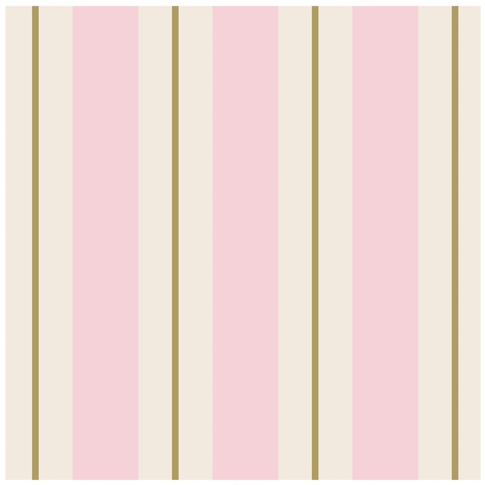 Pink and Gold awning stripe cocktail napkin