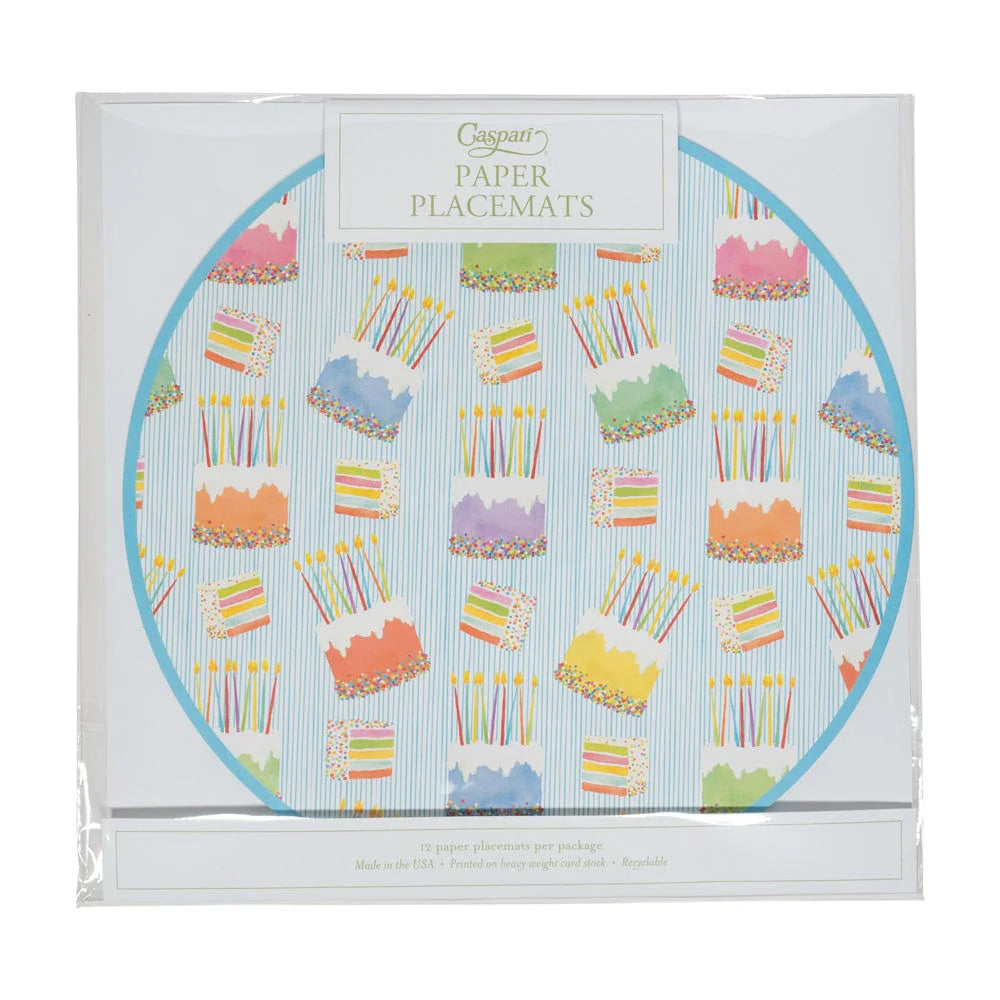 Birthday Cake Paper Placemats Round 12-In