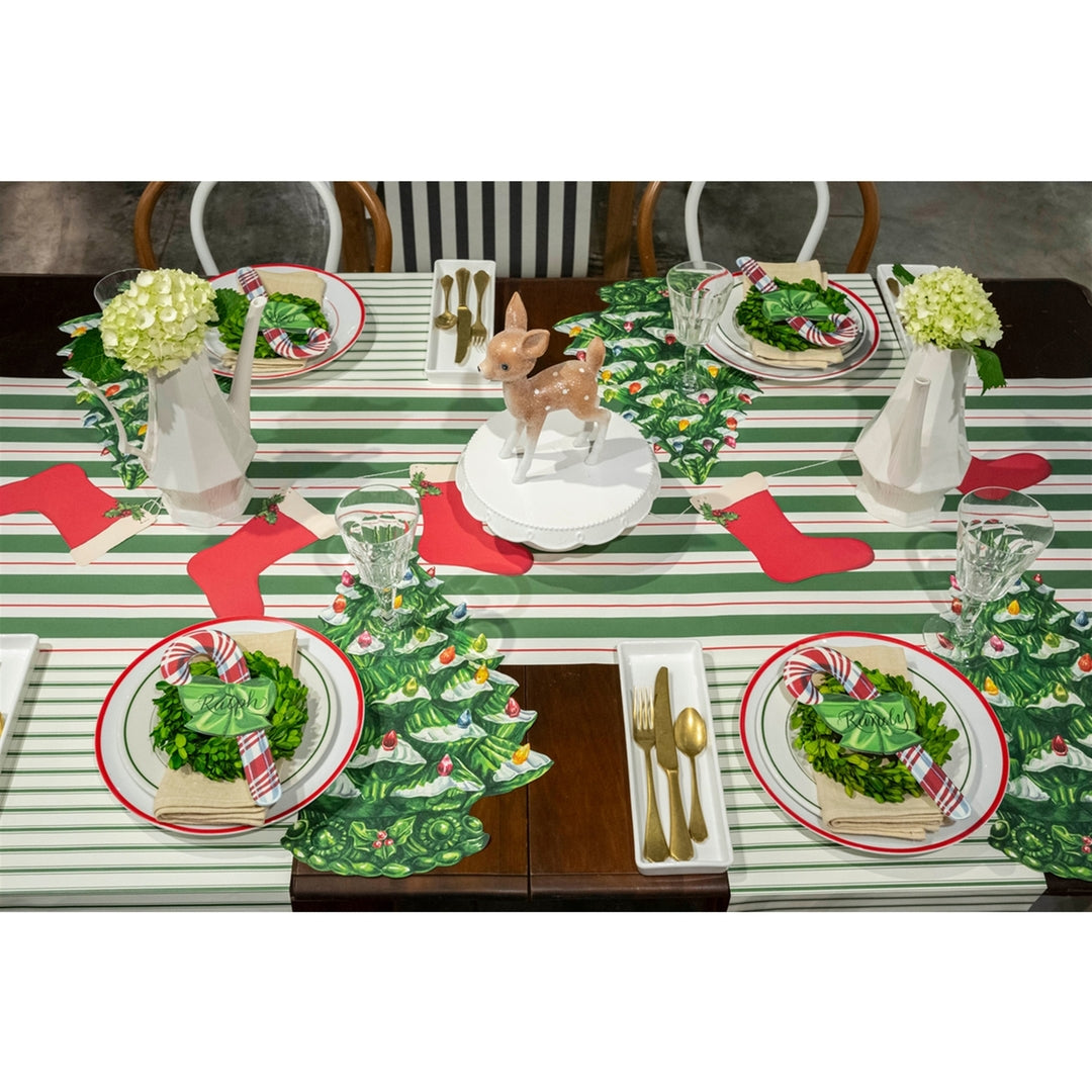 Green and Red Awning Stripe Runner