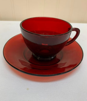 Ruby Red Teacup and Saucer