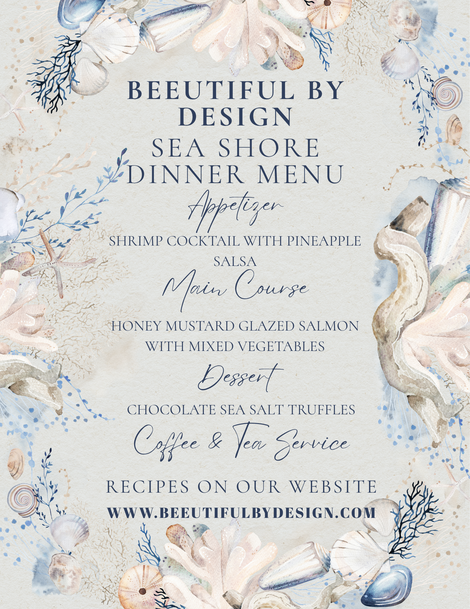 Sea Shores Dinner Menu & Recipes