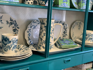 Blue floral rectangular platter