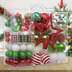 Mega Elf Christmas Ornament Bundle Set, 100 Assorted Baubles