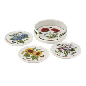 Botanic Garden 4 Piece Ceramic Coaster with Holder: Porcelain / Botanic Garden