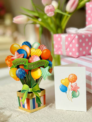 Mini Birthday Balloons (10 Mini Pop-up Greeting Cards)