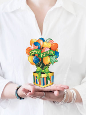 Mini Birthday Balloons (10 Mini Pop-up Greeting Cards)