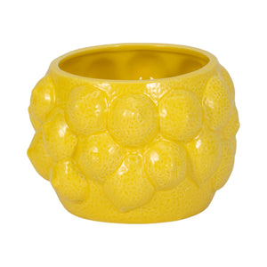 Planter Pot - Yellow Ceramic Solid Lemons Flower, 7 in.