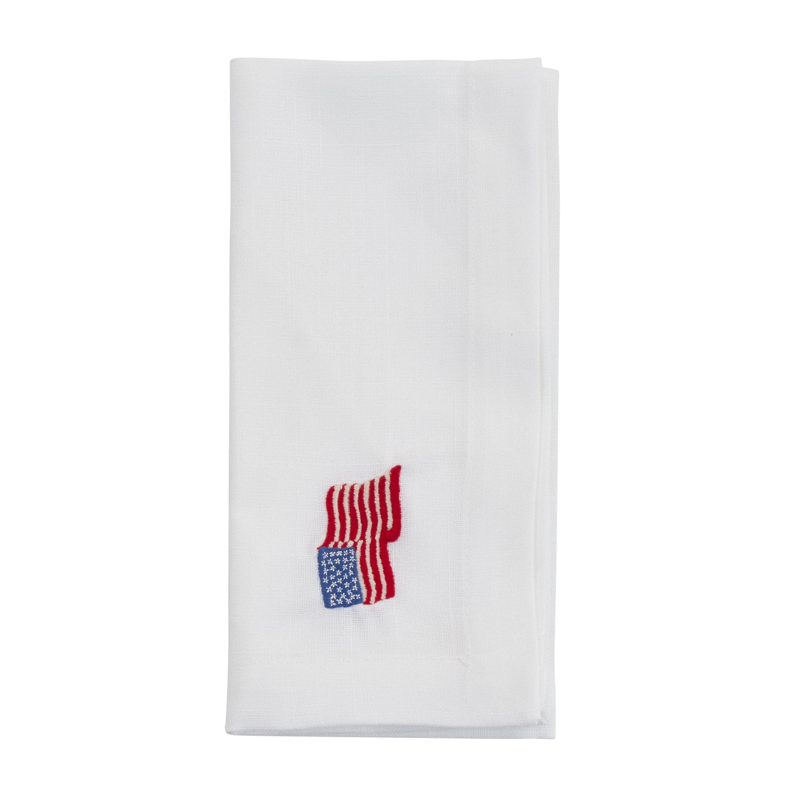 Embroidered American Flag Napkin: White / 20"