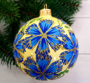 Cornflowers Glass Christmas Tree Ornament 3.94"