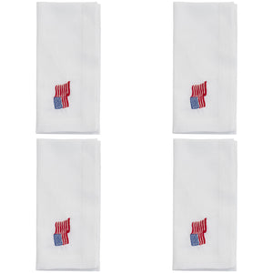 Embroidered American Flag Napkin: White / 20"