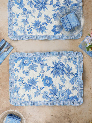Augustine Ruffle Quilted Placemat Set of 2 - Soft White