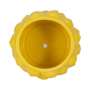 Planter Pot - Yellow Ceramic Solid Lemons Flower, 7 in.