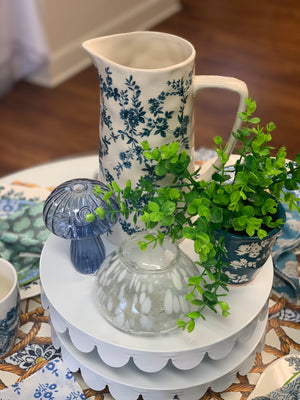 Blue floral pitcher