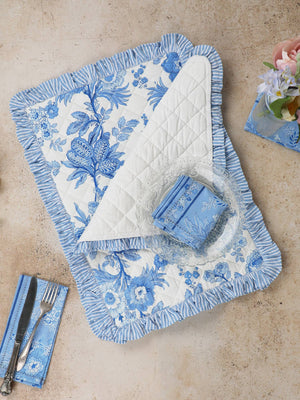 Augustine Ruffle Quilted Placemat Set of 2 - Soft White