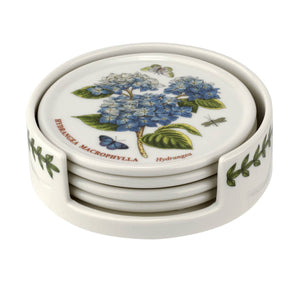 Botanic Garden 4 Piece Ceramic Coaster with Holder: Porcelain / Botanic Garden