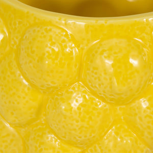 Planter Pot - Yellow Ceramic Solid Lemons Flower, 7 in.