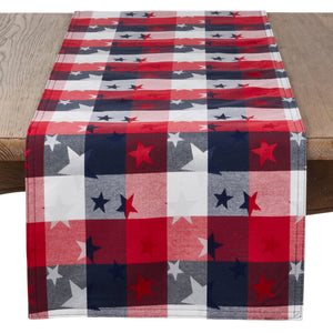 Americana Checkered Runner: Multi / 16"x108"