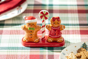 Gift Boxed Gingerbread Figurine Salt and Pepper Shaker Set