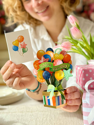 Mini Birthday Balloons (10 Mini Pop-up Greeting Cards)