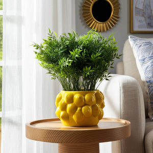 Planter Pot - Yellow Ceramic Solid Lemons Flower, 7 in.