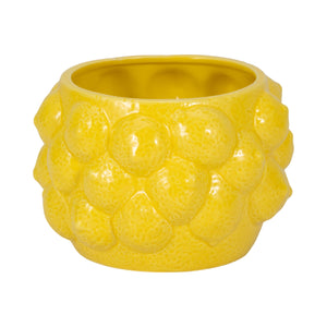 Planter Pot - Yellow Ceramic Solid Lemons Flower, 7 in.