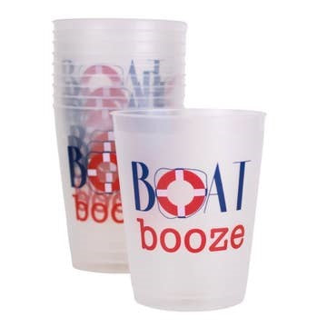 Boat Booze Party Cups   Frosted/Red/Blue   16oz.