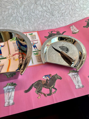 Silver Horseshoe Cheese Plate with Knife