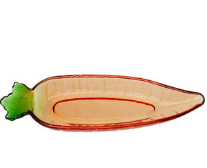 10.25" Long Carrot Glass Dish Easter