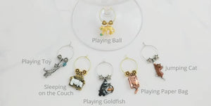 6-Piece  Cats Painted Wine Charms