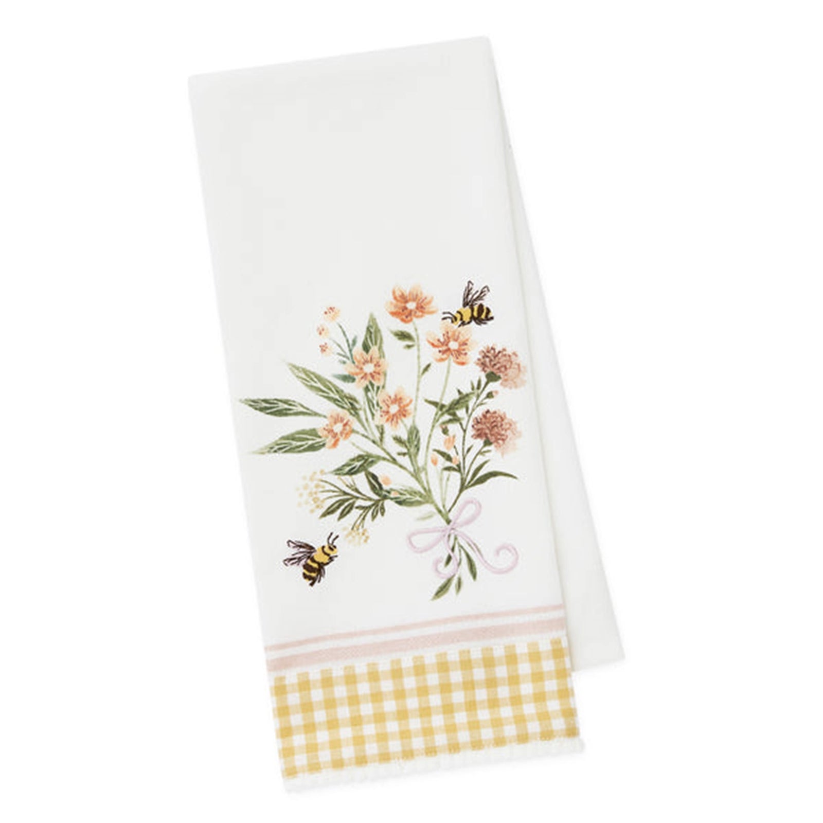 Sweet pea bouquet embellished dishtowel