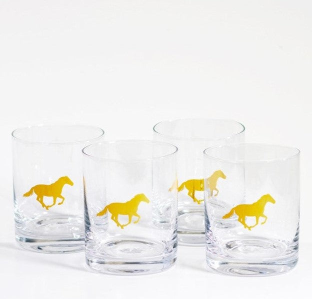Rocks Glass/ Horse Set Of Four