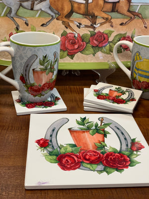 Kentucky Derby Jockey & Julep 8" Ceramic Trivet