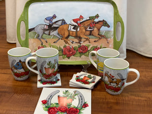 Day at the Races Melamine Rectangular Tray w/Handles 19 x 12