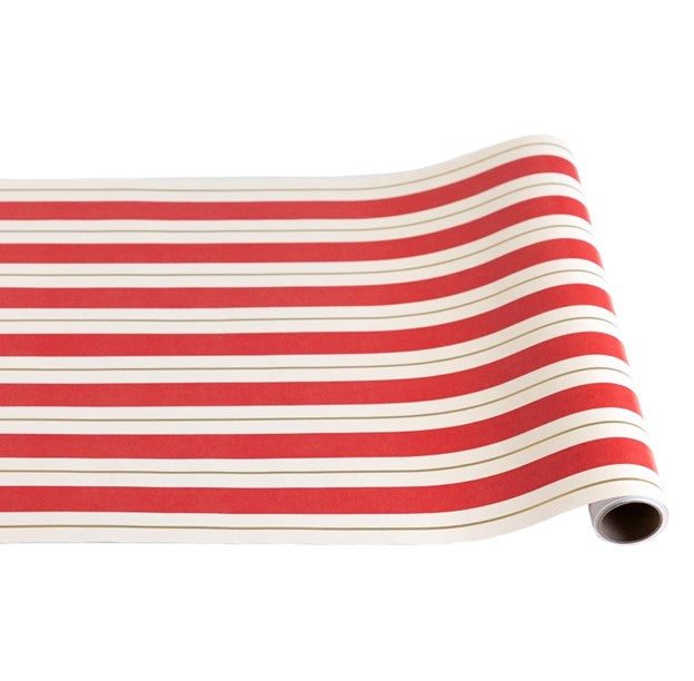 Red and Gold awning stripe table runner