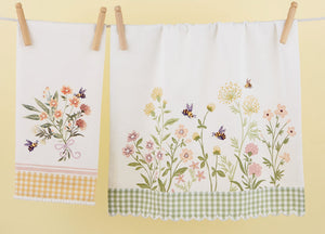 Spring Wildflowers Embellished dishtowel
