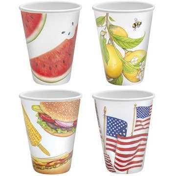 Summer BBQ Melamine Cups Assorted Set of 4