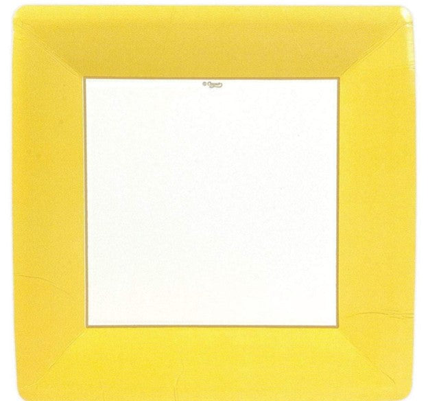 Grosgrain Border Yellow Square Dinner Plate