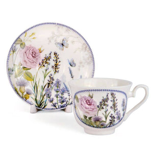 Lavender Porcelain Tea/Coffee Cup and Saucer in Gift Box