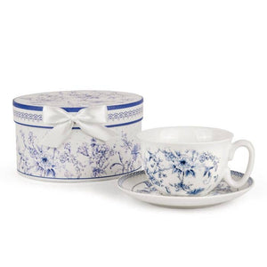 Blue Flowers Porcelain Cup and Saucer Set in Gift Box
