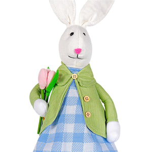 18.9" Girl Rabbit with Tulip Fabric Easter Decoration