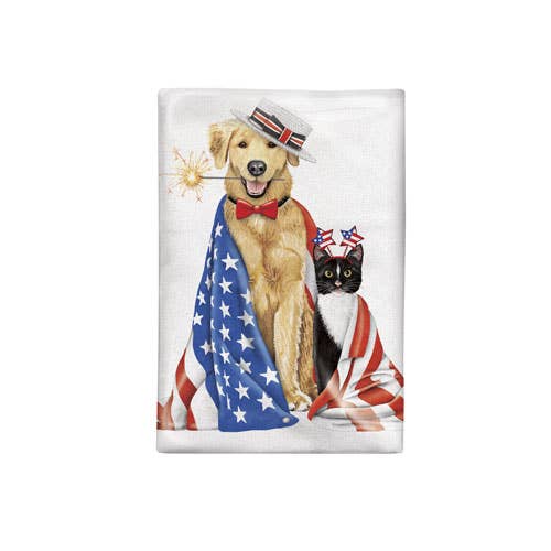 Dog And Cat Flags Bagged Towel