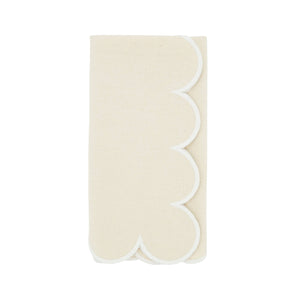Cotton Scalloped Dinner Napkin: White/Rust / 20"