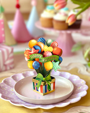 Mini Birthday Balloons (10 Mini Pop-up Greeting Cards)