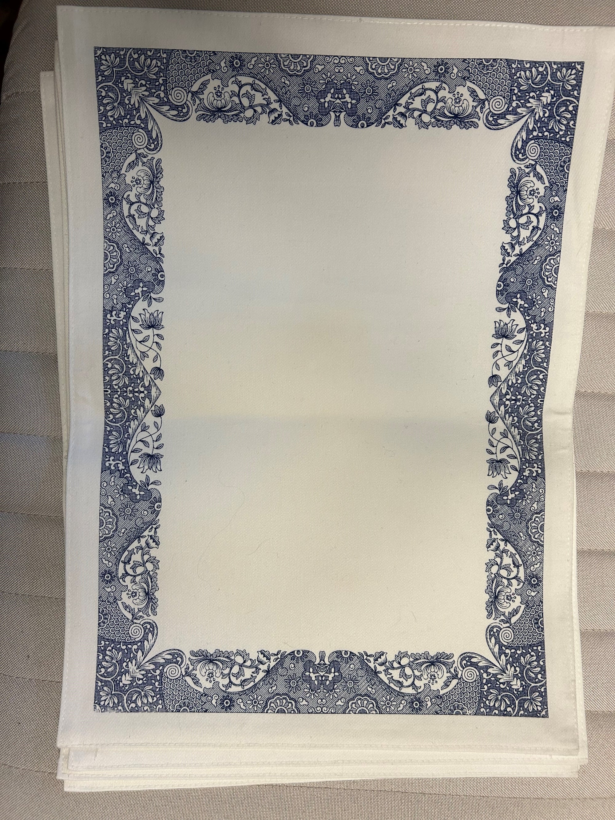 Spode White cotton blend placemats with blue border