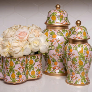 Pineapple Gardens Large Enameled Ginger Jar