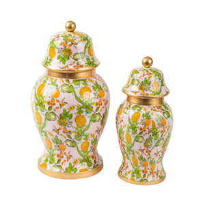 Pineapple Gardens Large Enameled Ginger Jar