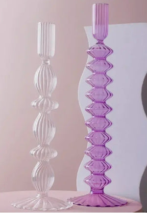 Lace Taper Glass Candlestick Clear A