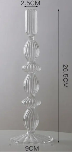 Lace Taper Glass Candlestick Clear A