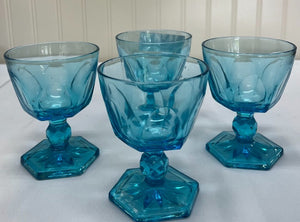 Hazel Atlas Blue Swirl Seashell Goblet S4