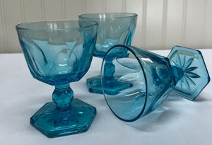 Hazel Atlas Blue Swirl Seashell Goblet S4